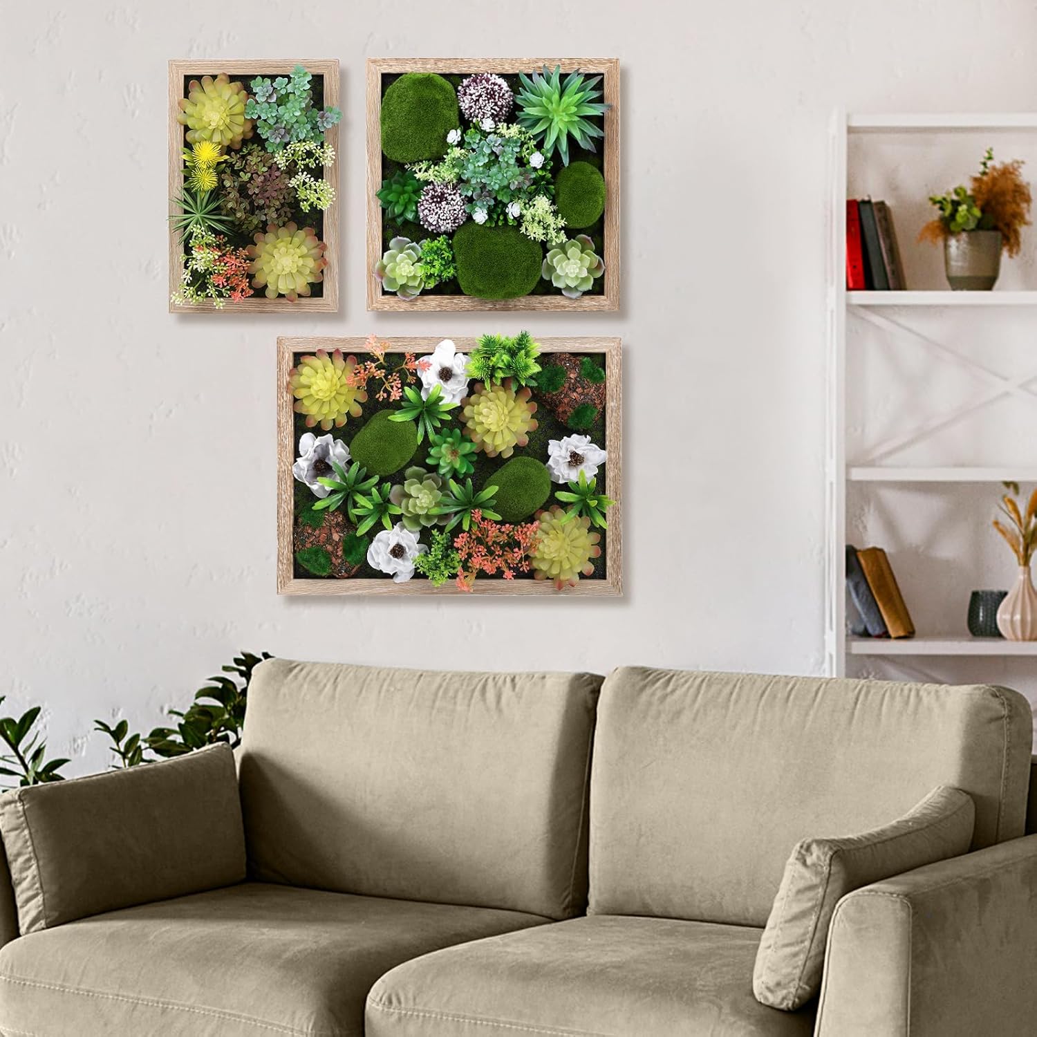 3D Artificial Succulent Floral Frame for Desk and Wall Decor