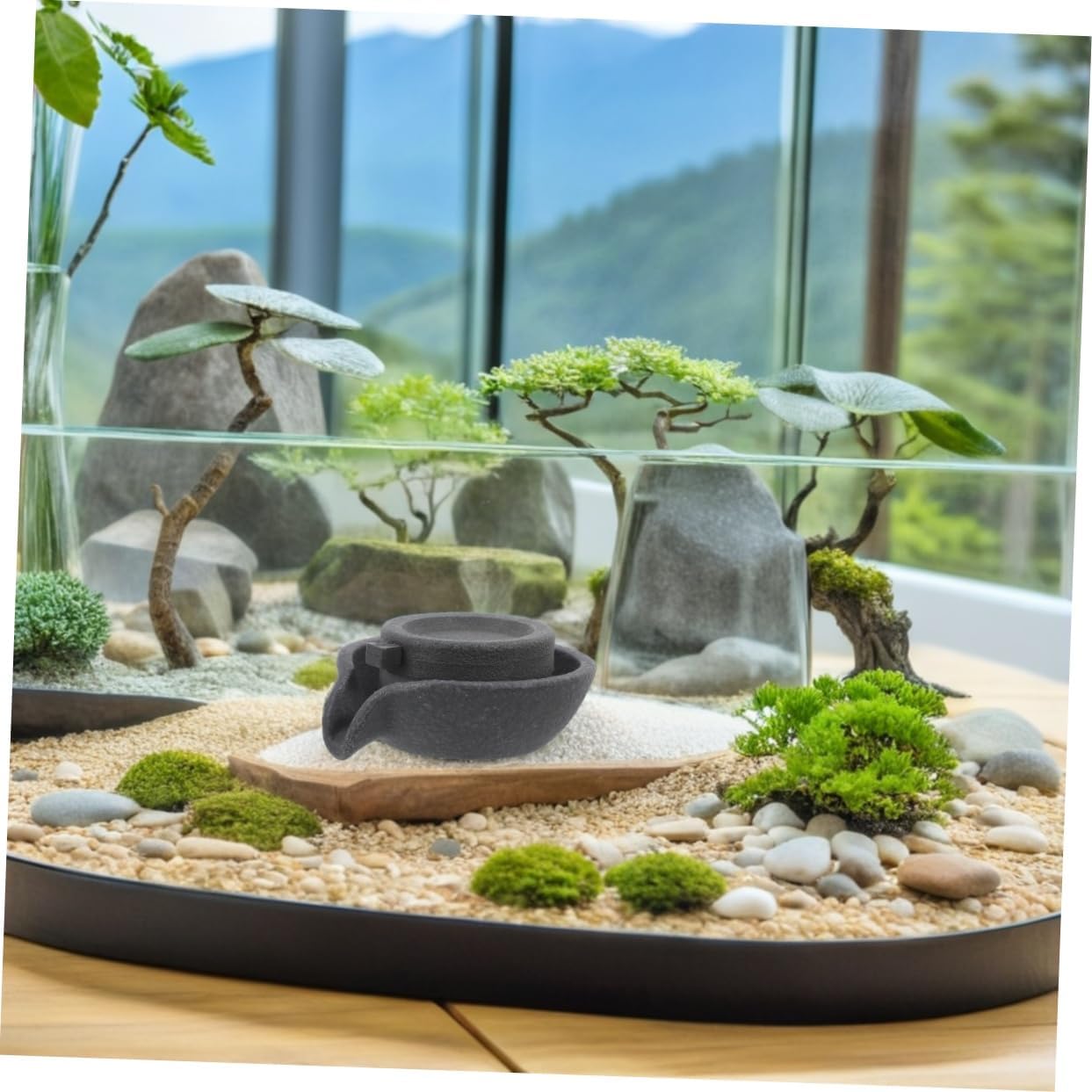 PRETYZOOM Modern Indoor Tabletop Water Fountain Decor