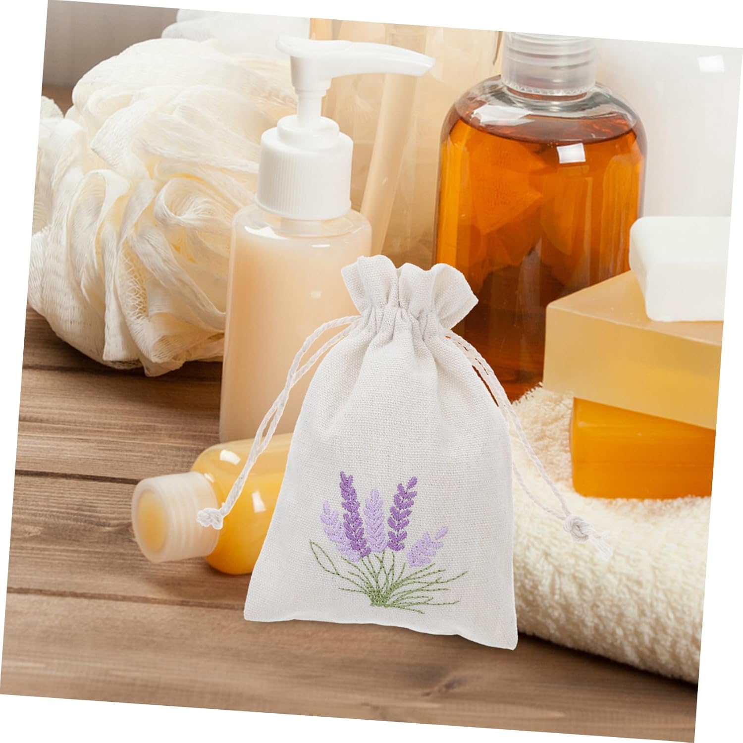 Cabilock 10pcs Lavender Muslin Scented Sachet Bags with Drawstring