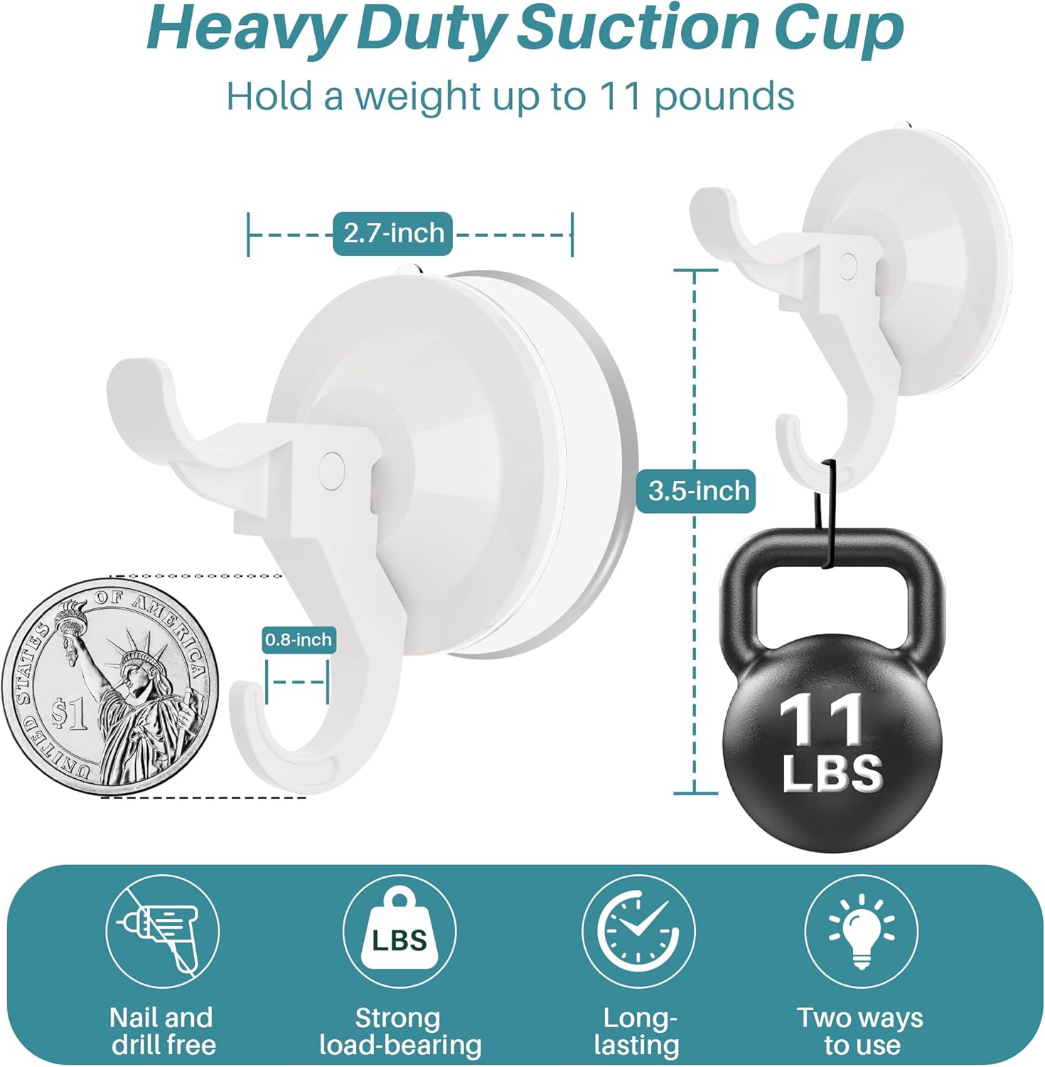 AENTGIU Wreath Suction Cup Hooks 5 Pack