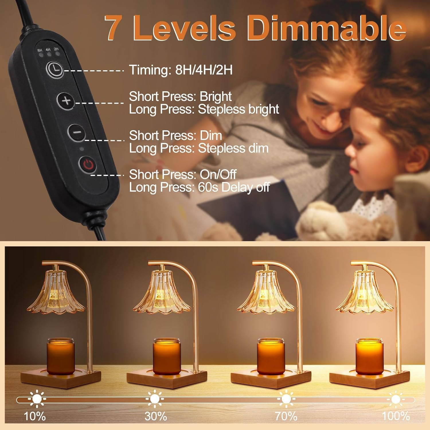 QENLAI Candle Warmer Lamp With Timer 2 4 8h Dimmable Safe Melt Warmers for Scented Wax