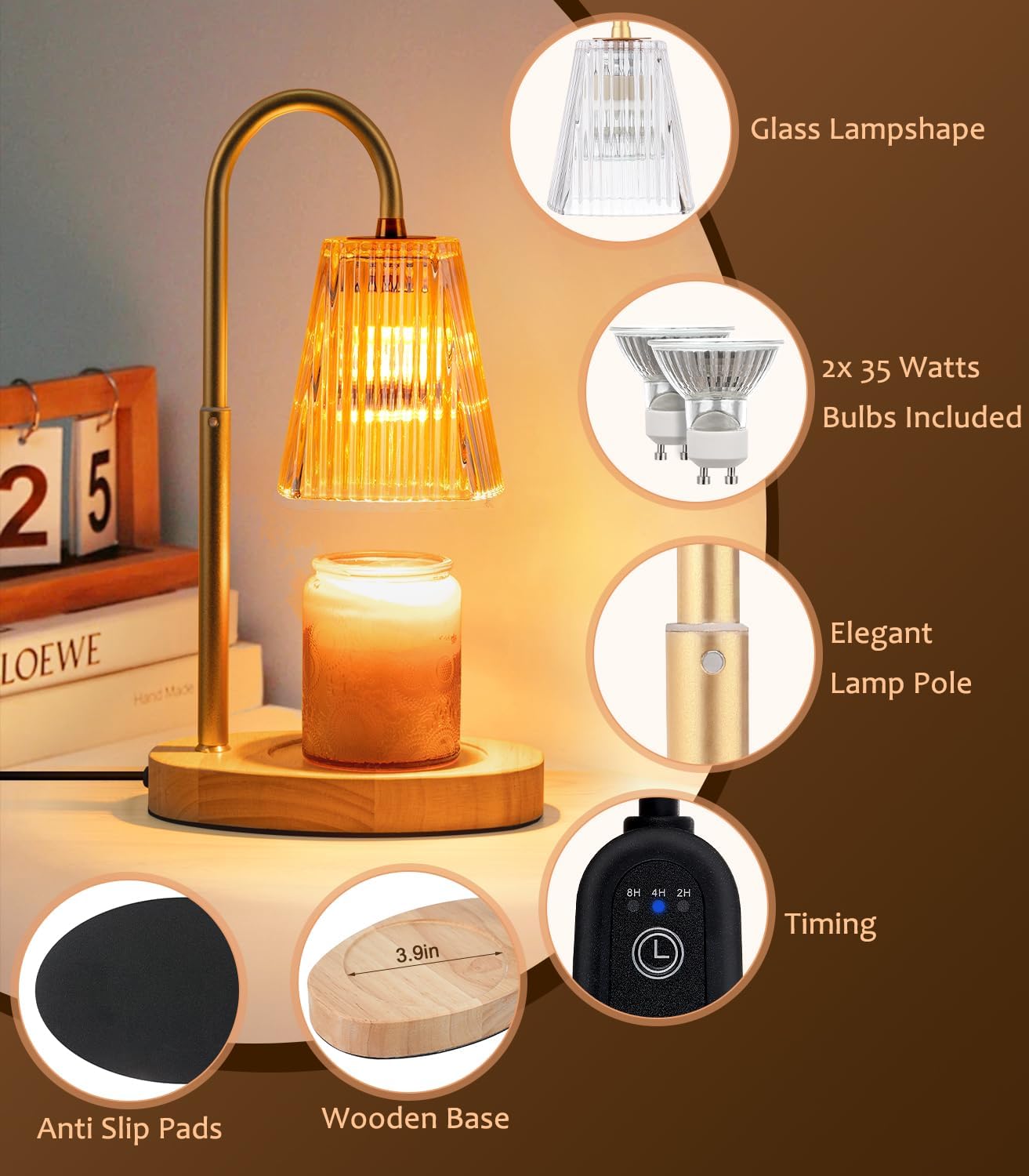 Elegant Candle Warmer Lamp with Timer