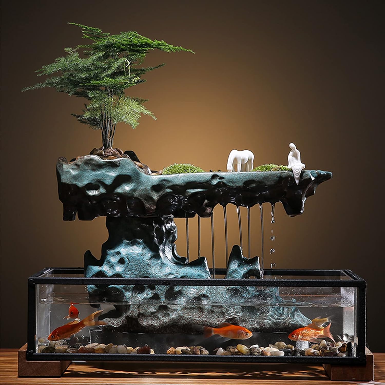 Stress Relief Indoor Tabletop Fountain with Rockery Design