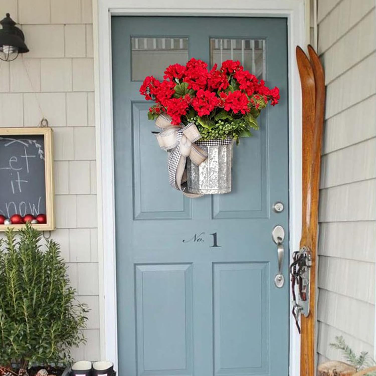 Artificial Hanging Flowers with Basket Wreath