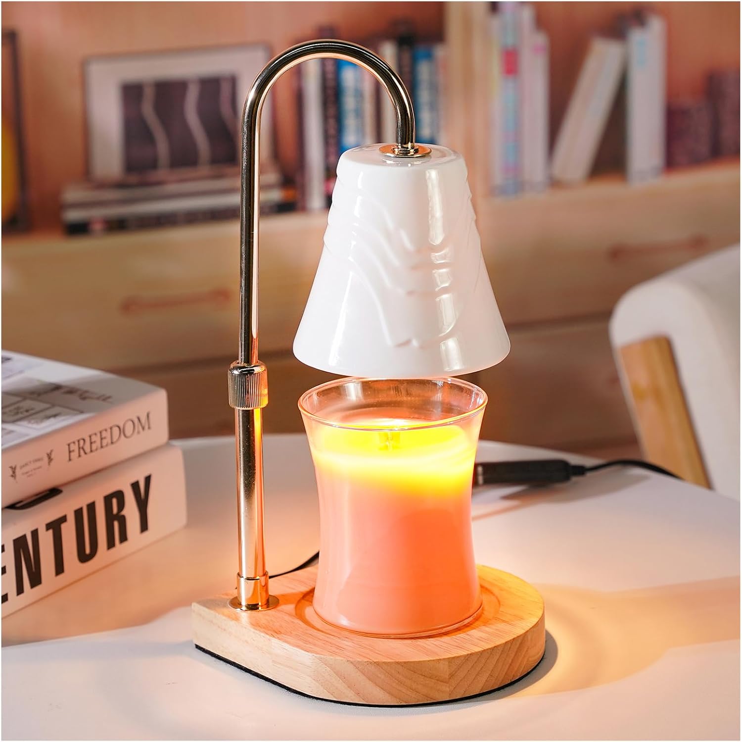 Elegant Candle Warmer Lamp with Timer and Adjustable Height