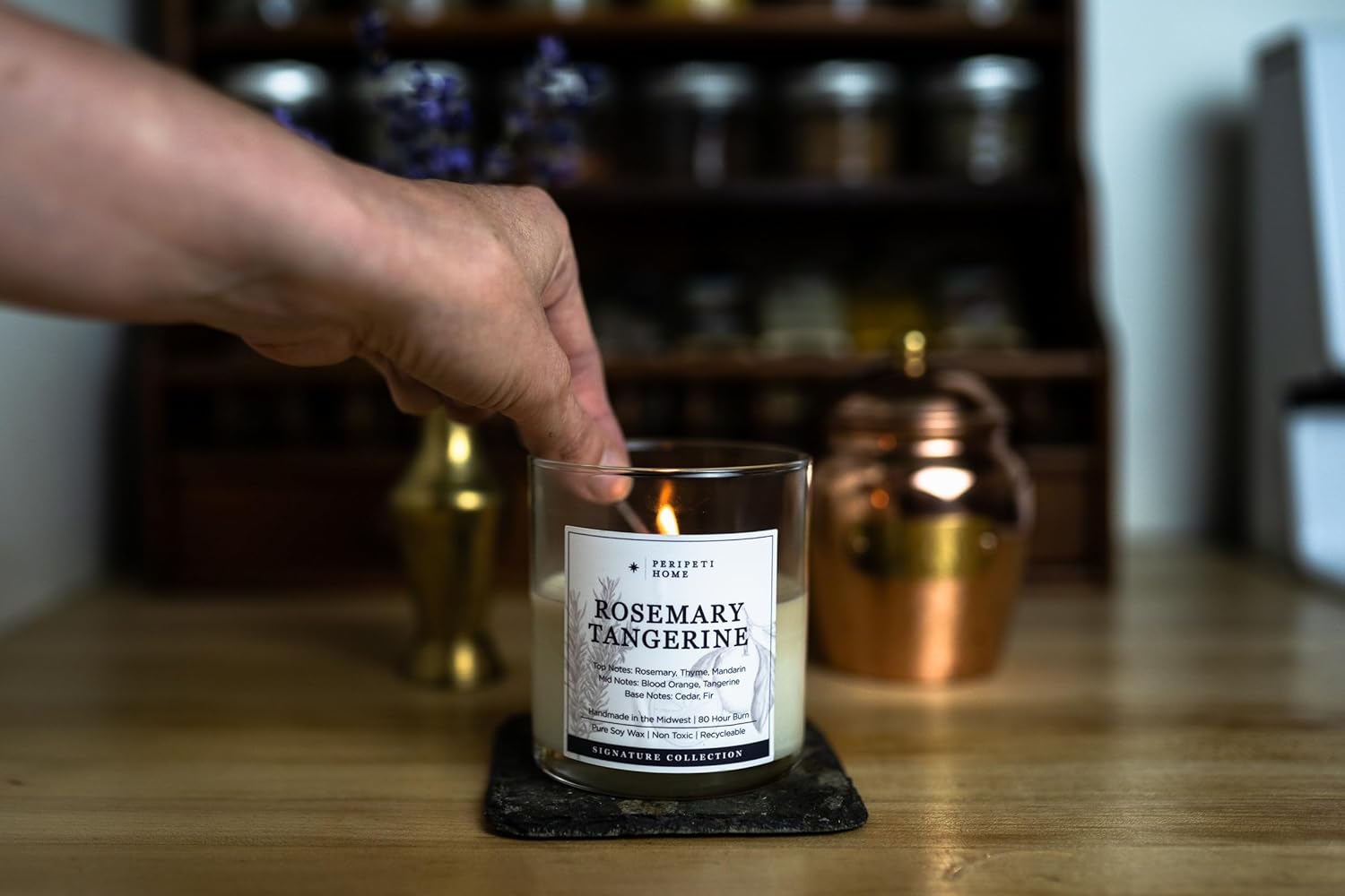 PERIPETI Home Rosemary Tangerine Scented Candle