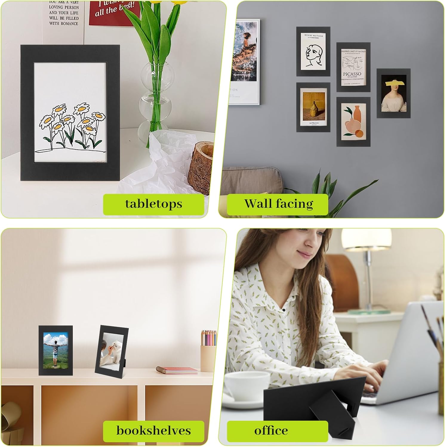 50 Pack Black Cardboard Picture Frames 4x6 Inches
