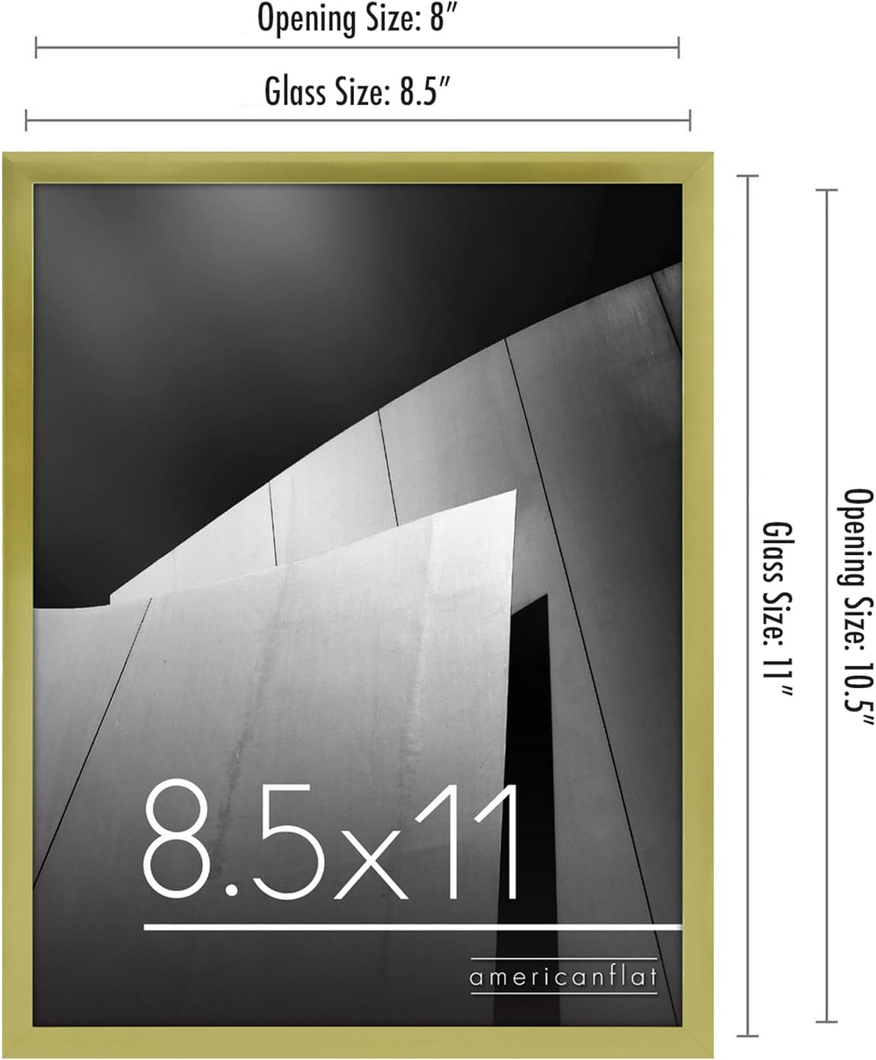 Americanflat 85x11 Gold Picture Frame with Shatter-Resistant Glass