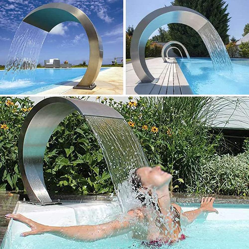 Stainless Steel Pool Fountain with Waterfall Design