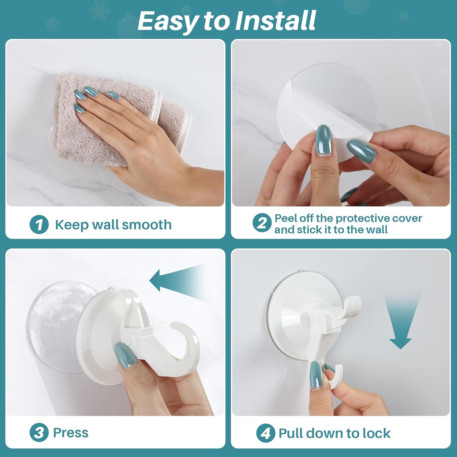 AENTGIU Wreath Suction Cup Hooks 5 Pack