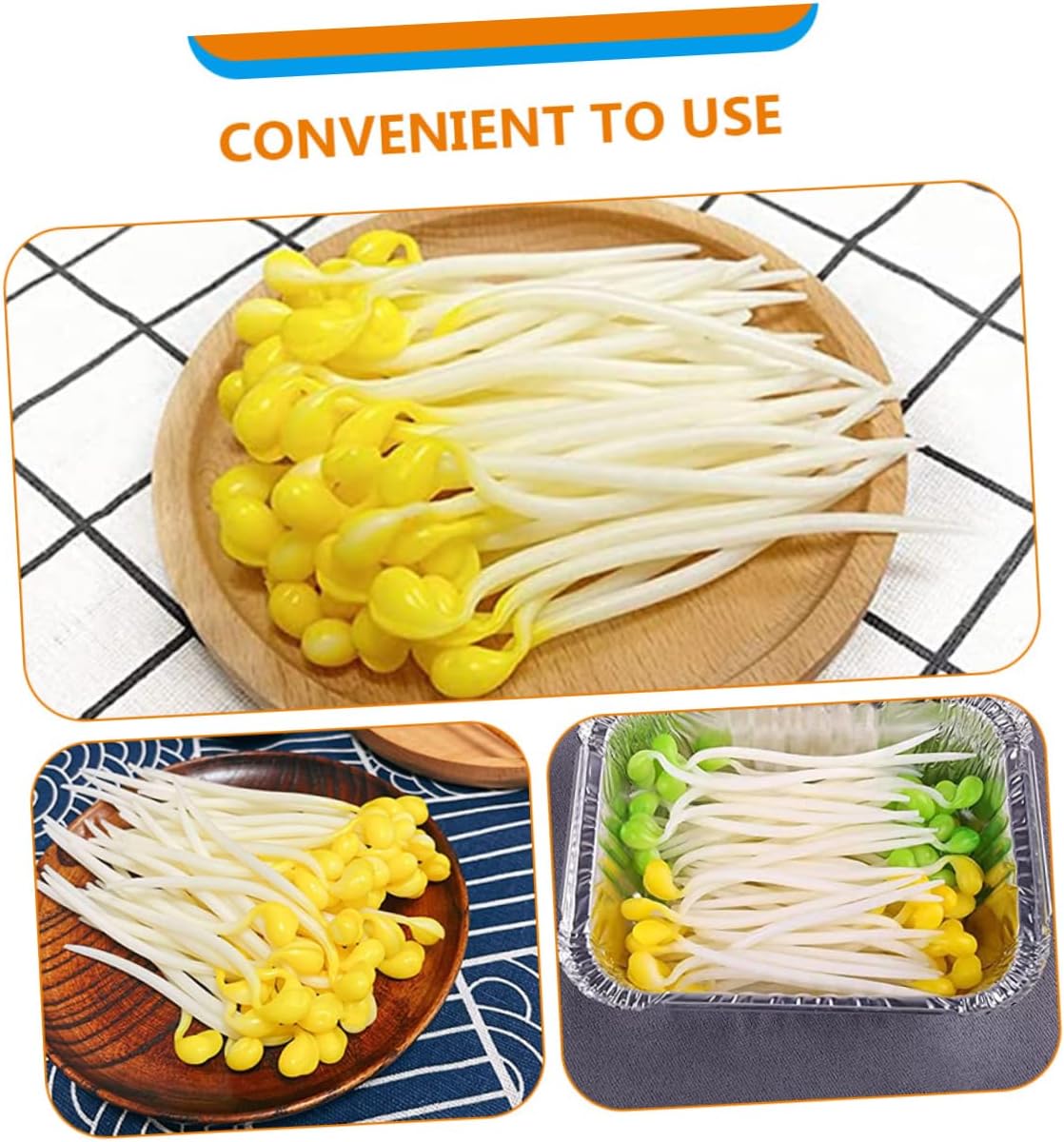 50Pcs Realistic Artificial Bean Sprouts Decor for Kitchen and Garden