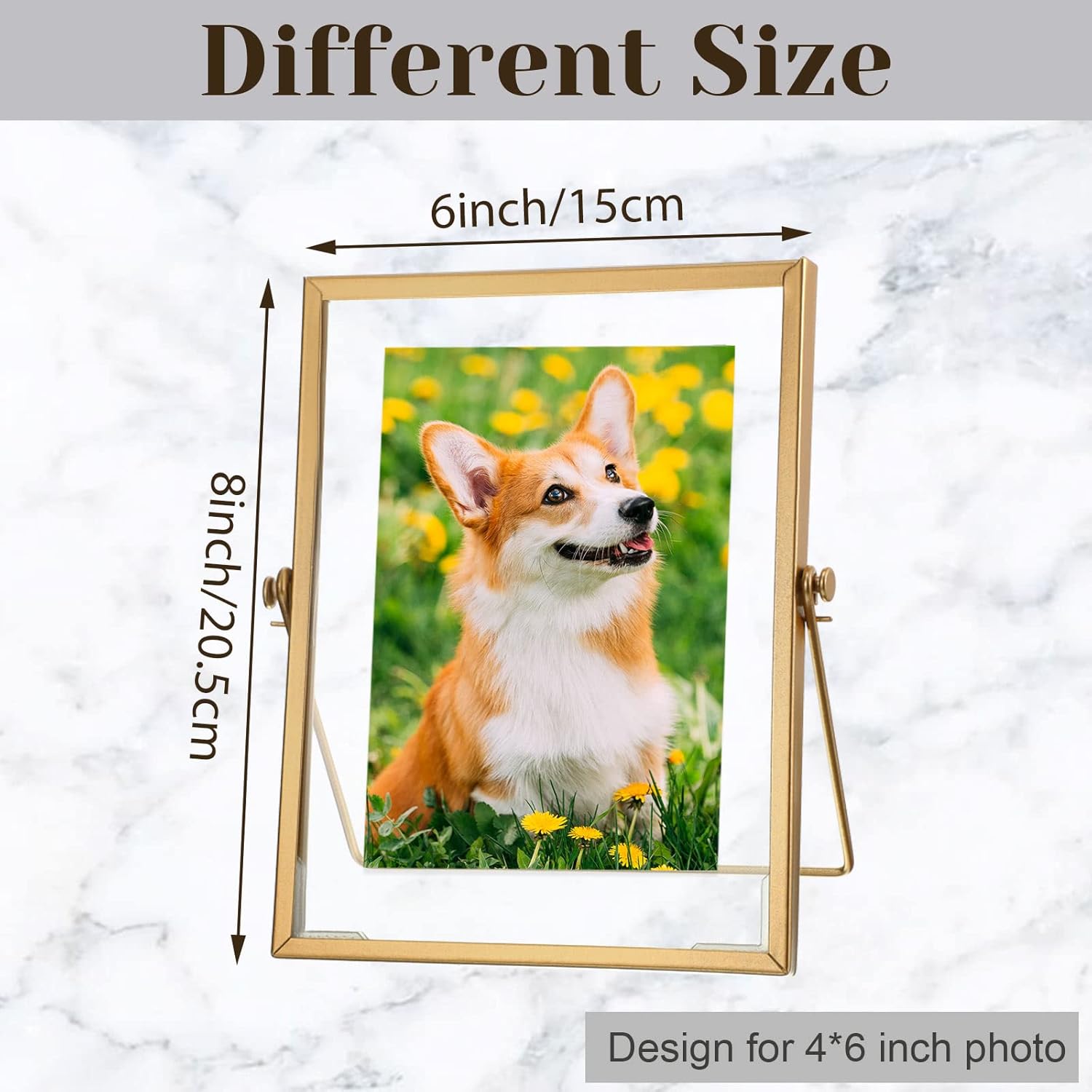 Hoteam 12 Pack 4x6 Inch Floating Frame Glass Photo Frames Gold