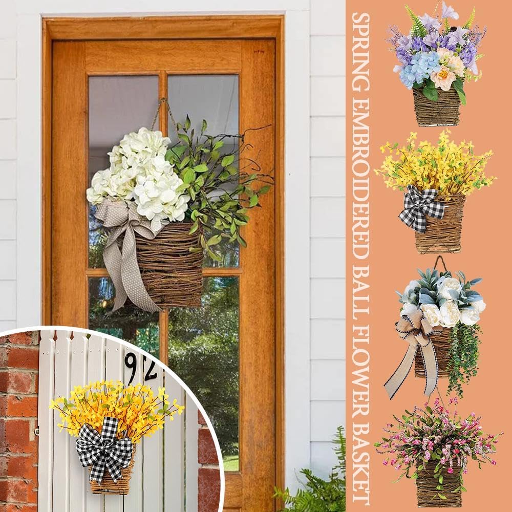 2025 Cream Hydrangea Door Hanger Basket Wreath