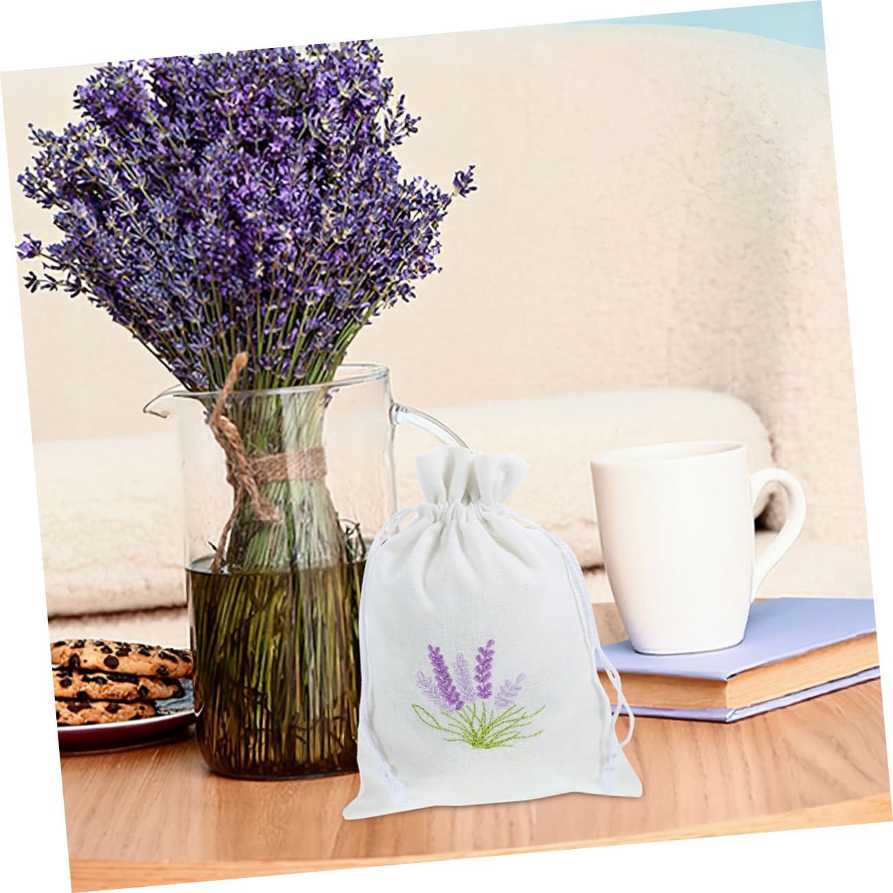 HEALLILY 5pcs Decorative Drawstring Lavender Scented Pouches