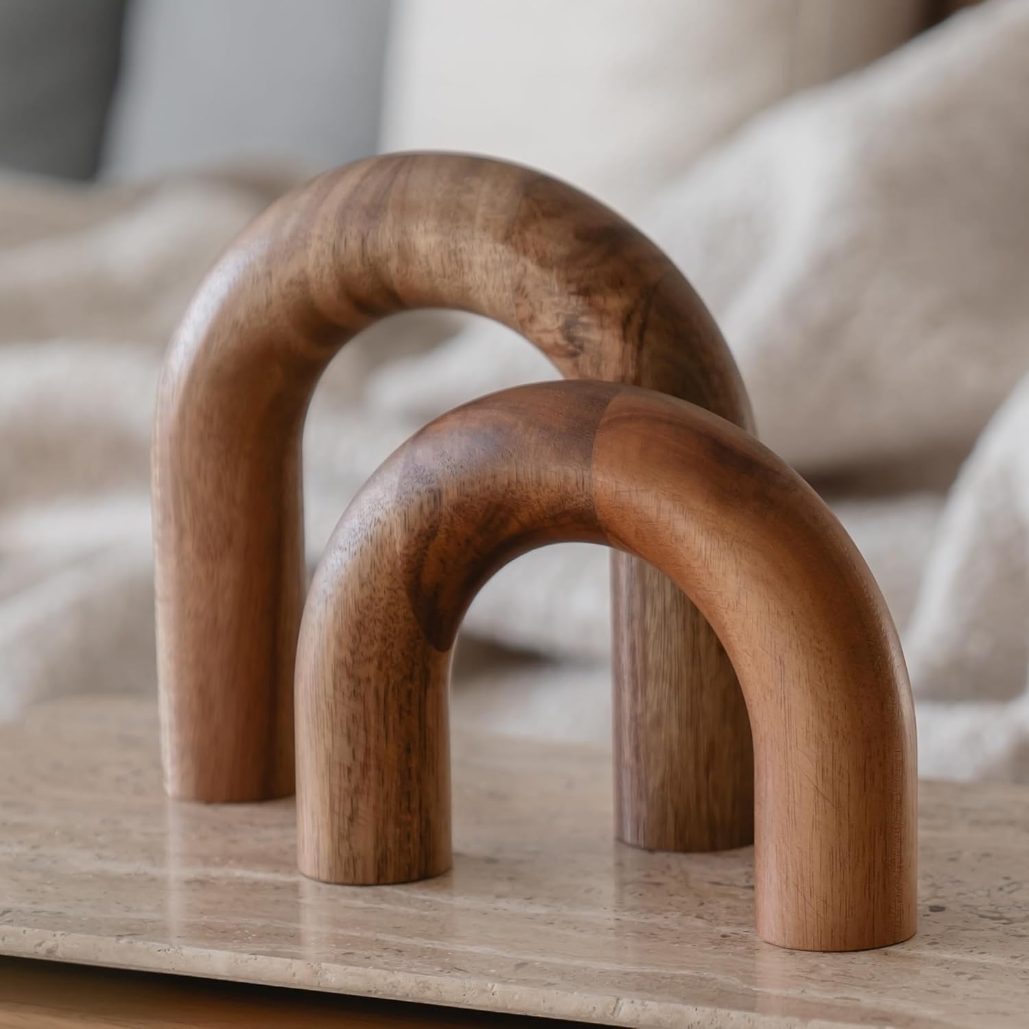 Wood Arch Bookshelf Decor - Modern Home Accent