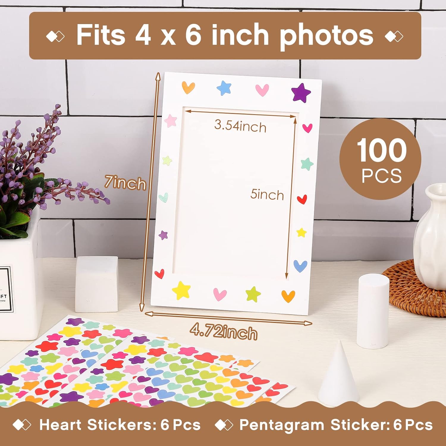 Jecery 100 Pcs White Paper Photo Frames with Easel Stand