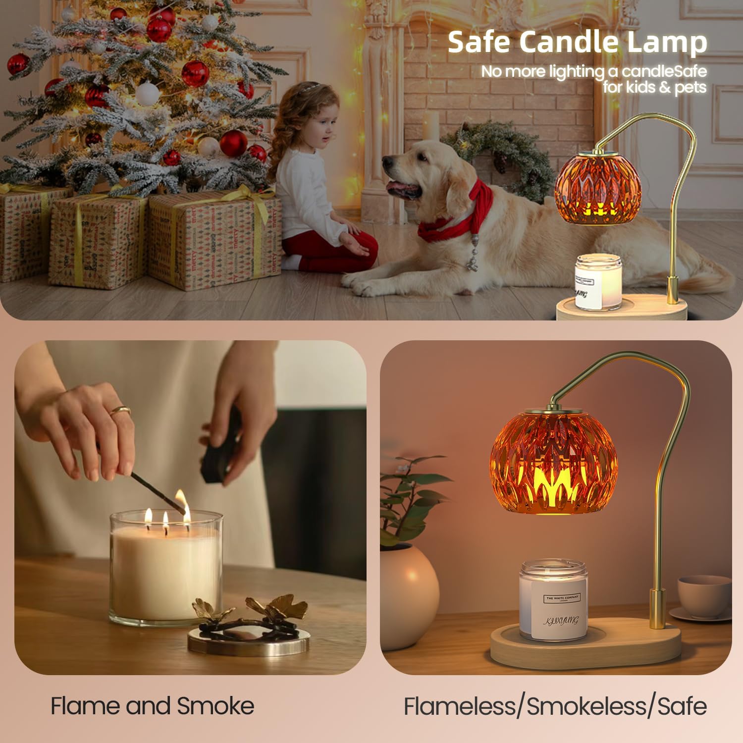 Amber Candle Warmer Lamp with Timer and Dimmer