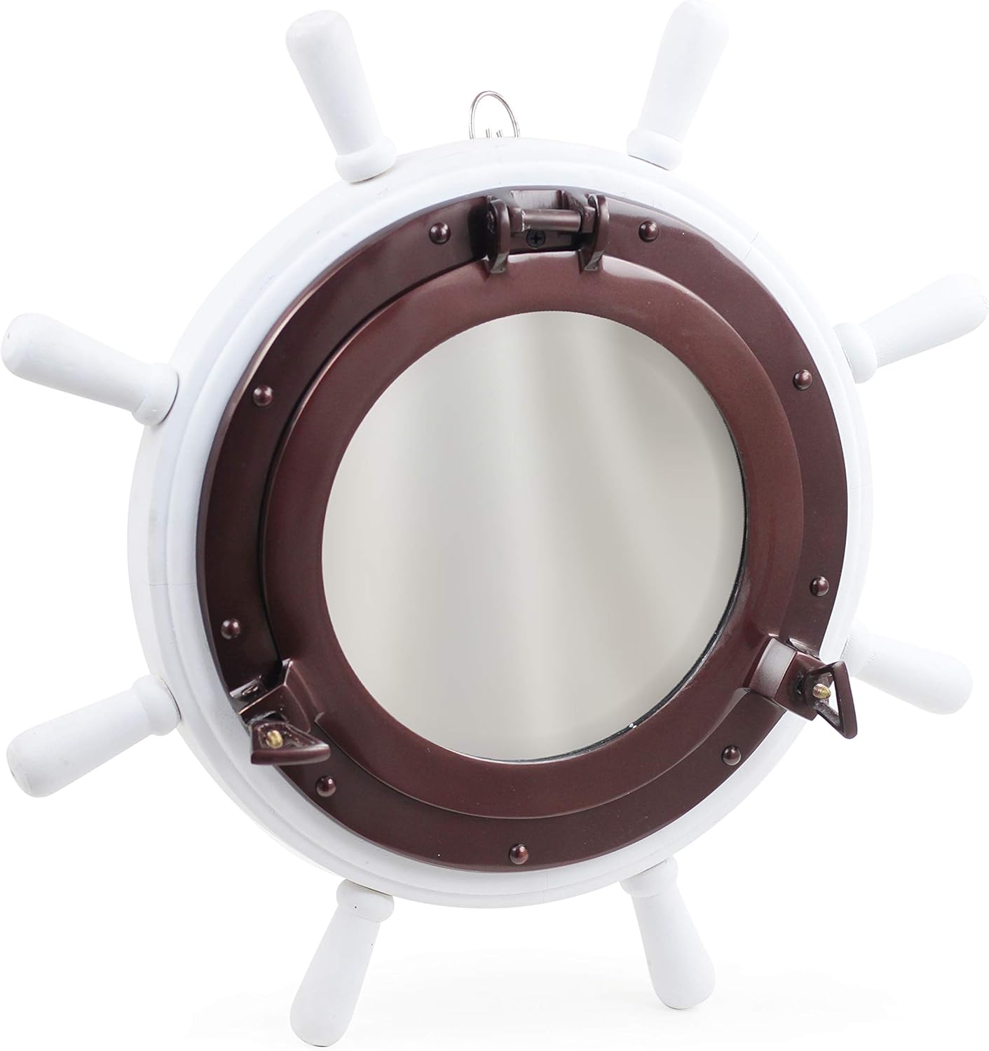 Classic White Nautical Ship Wheel Wall Decor 16 Inches