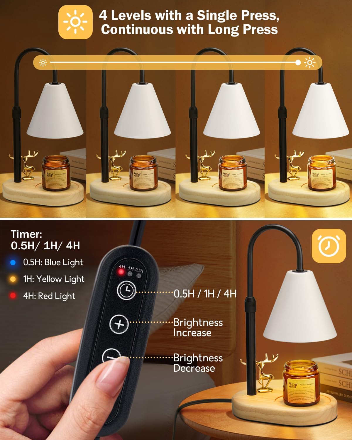 Oak Leaf Adjustable Height Candle Warmer Lamp with Timer and Dimmer