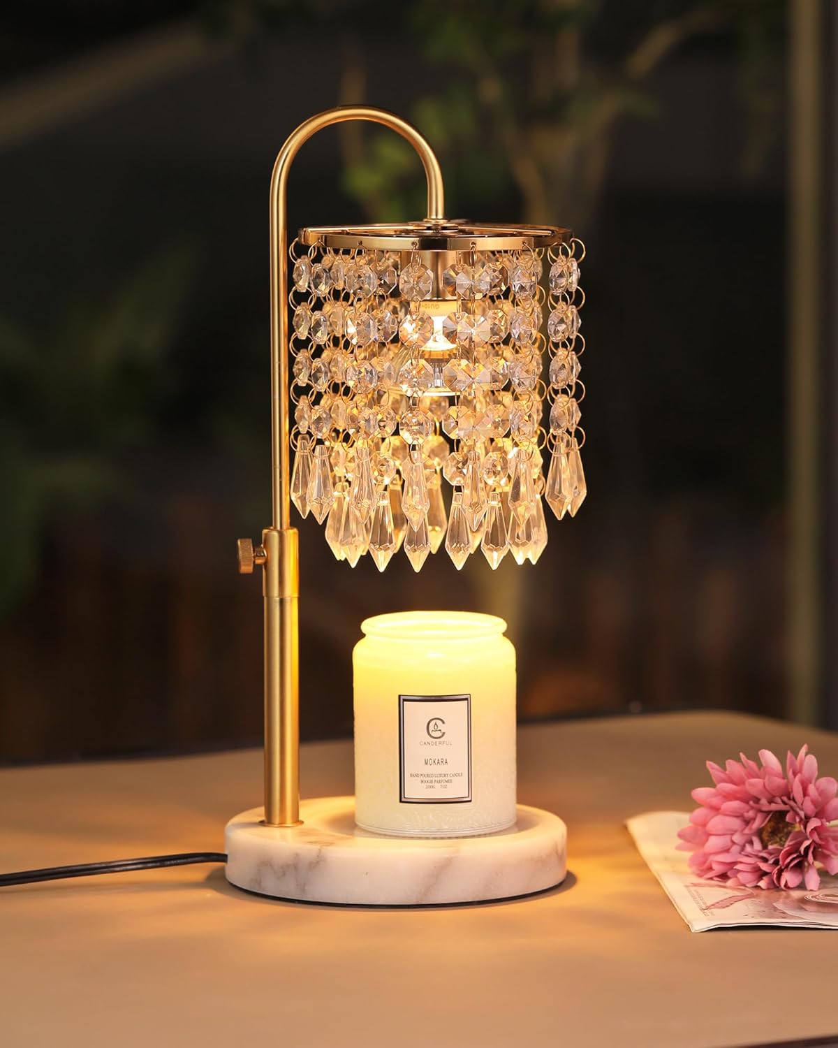 Minimalist Crystal Candle Lamp with Timer and 3 Bulbs