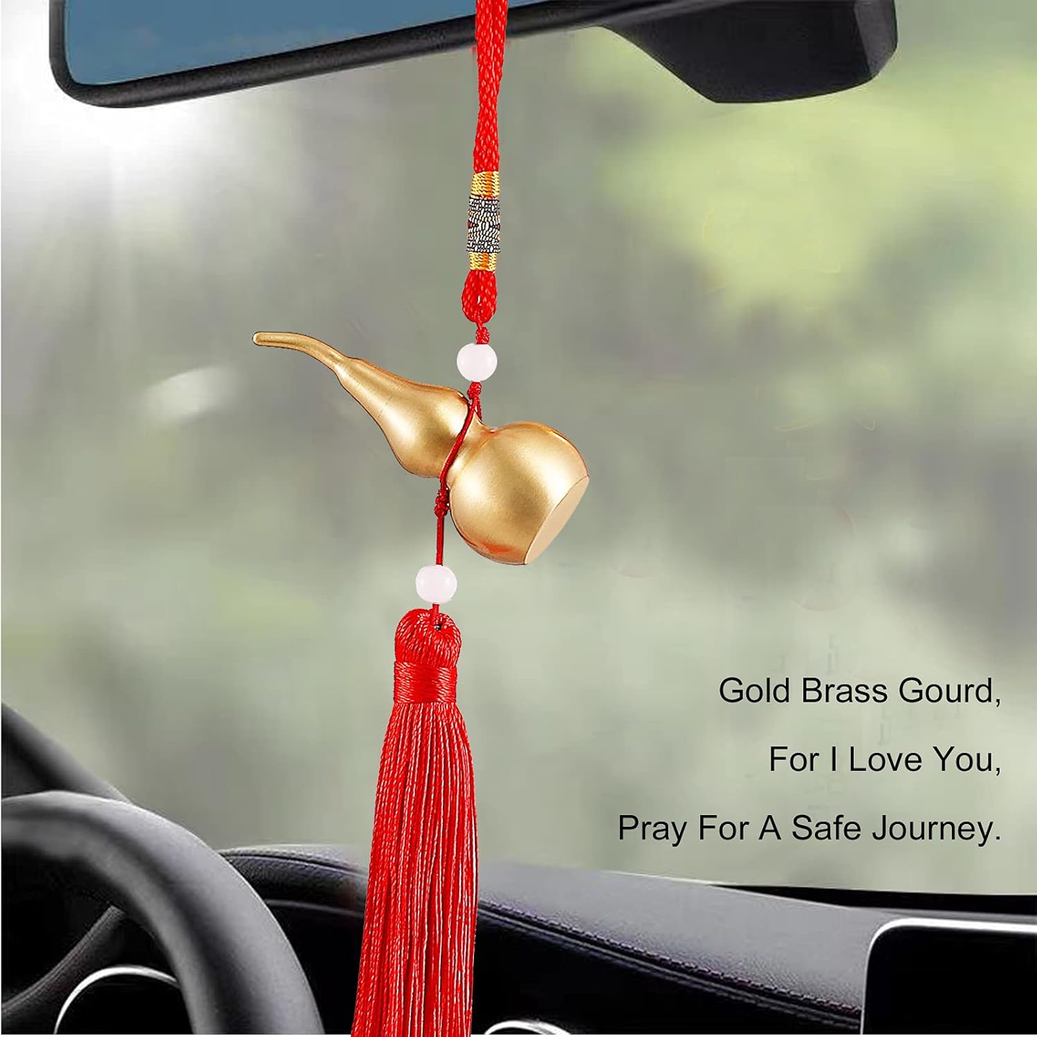 PAKUNDAS Brass Wu Lou Gourd Hanging Decoration with Tassel