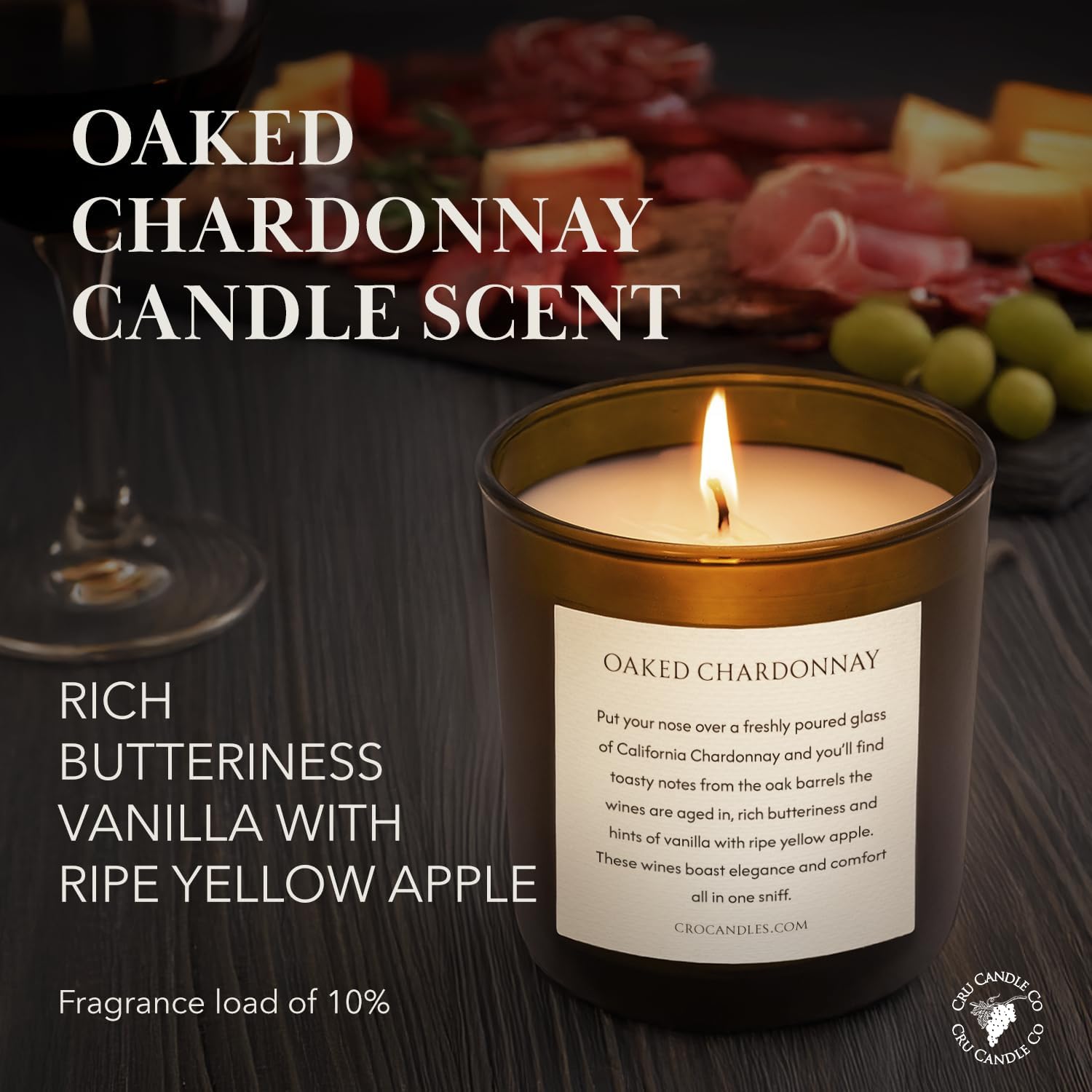 Cru Wine Scented Candles Oaked Chardonnay Luxury Decor