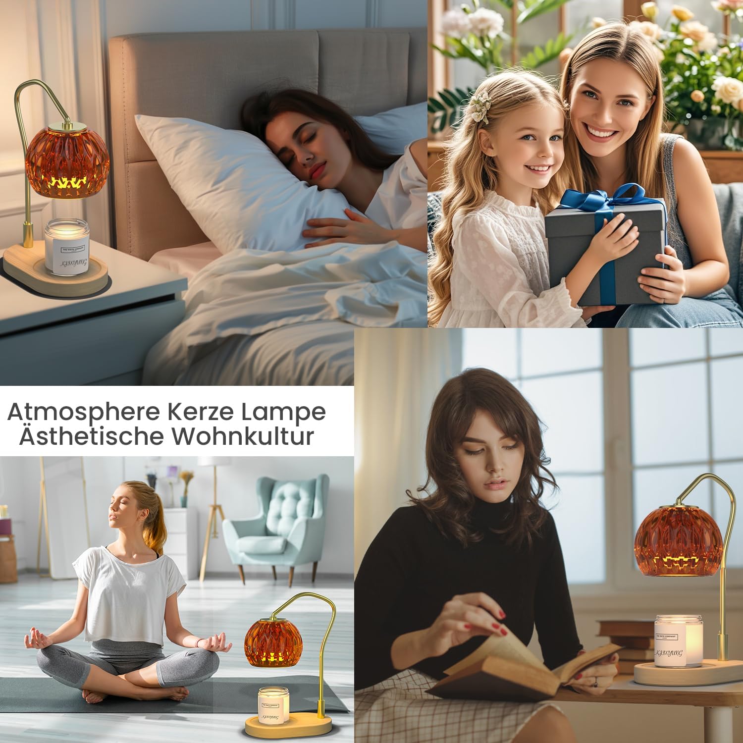 Amber Candle Warmer Lamp with Timer and Dimmer
