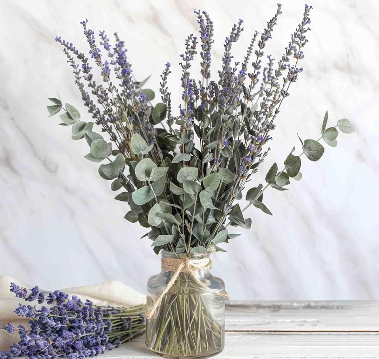 Dried Lavender Bouquet 4 Bunches 15-17 Inch Aromatherapy Decor