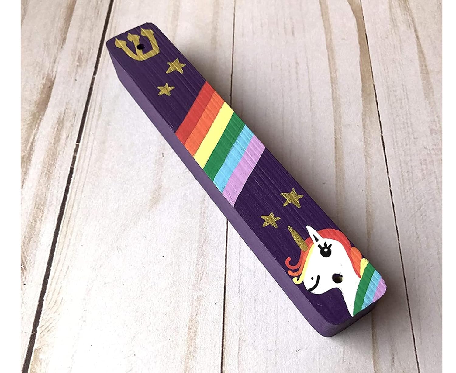 Unicorn Mezuzah - Purple 6 Inch Scroll Case