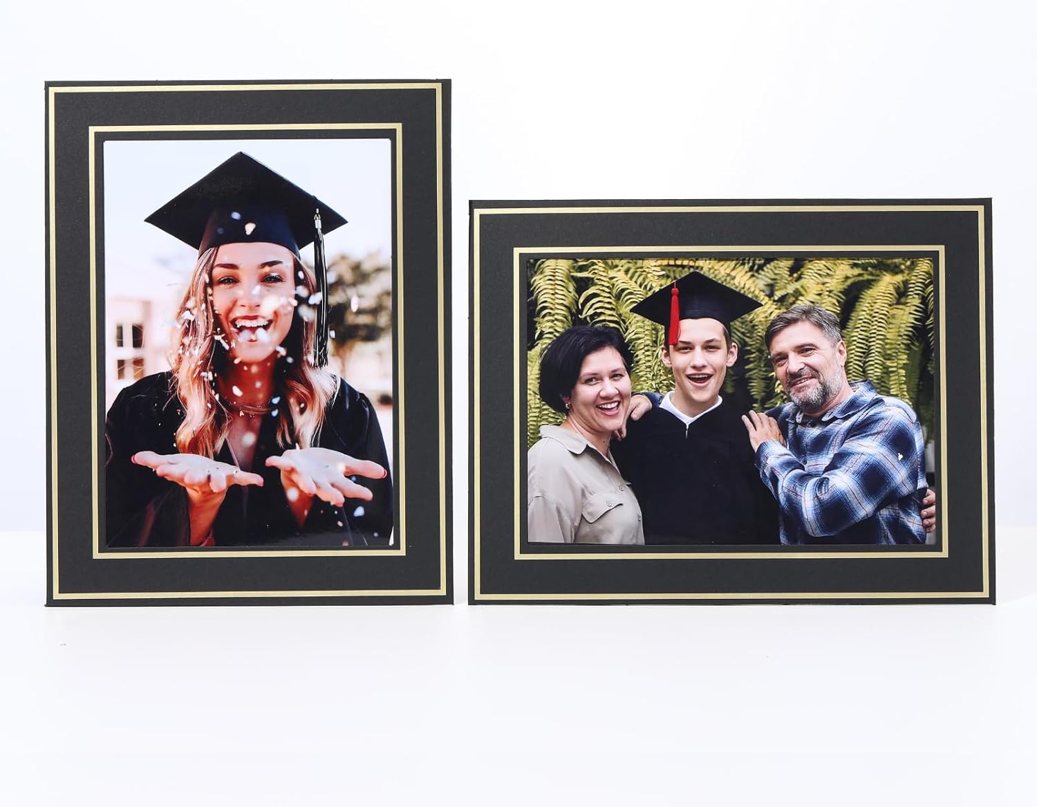 100Pack Black Paper Frames with Gold Trim and Easel