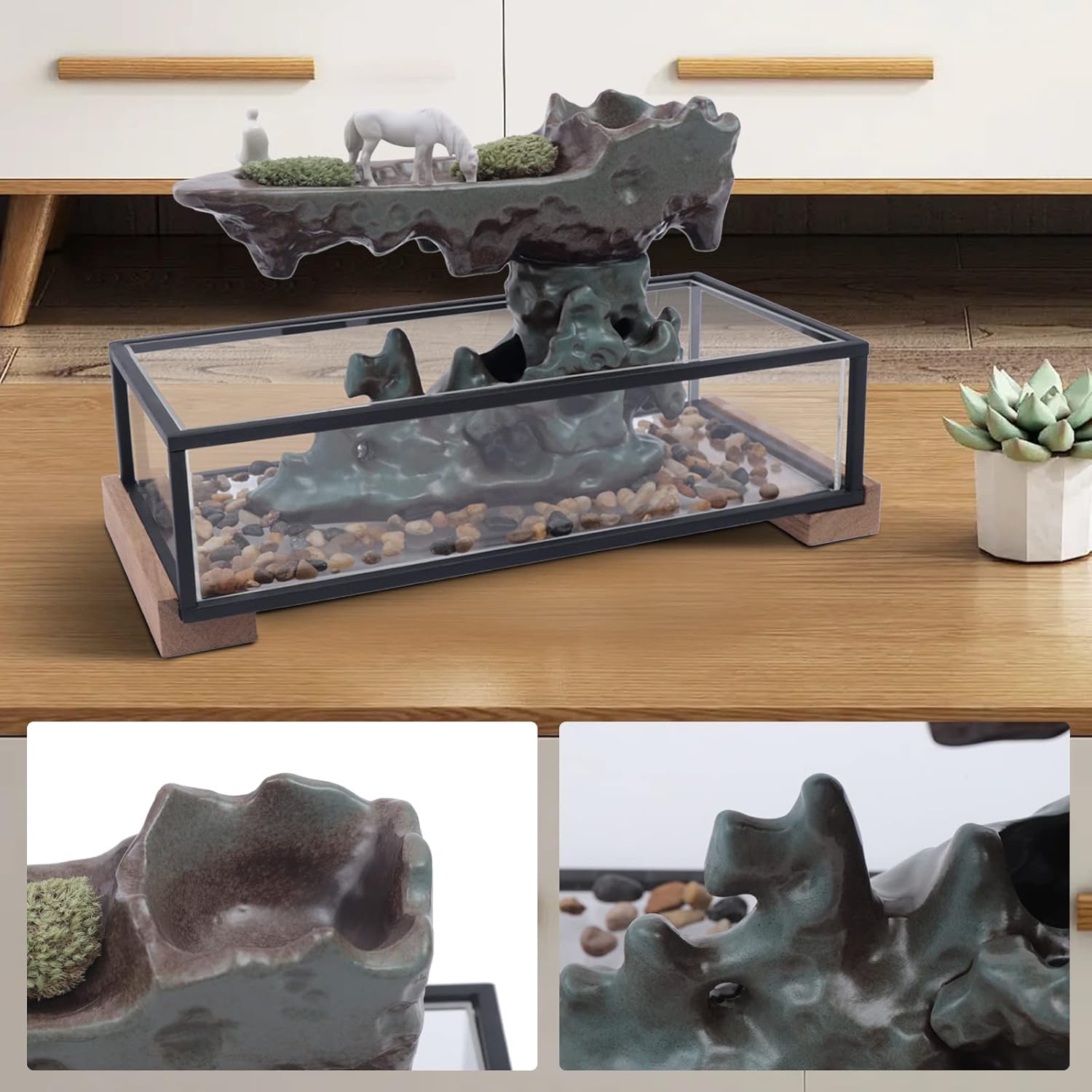 Stress Relief Indoor Tabletop Fountain with Rockery Design