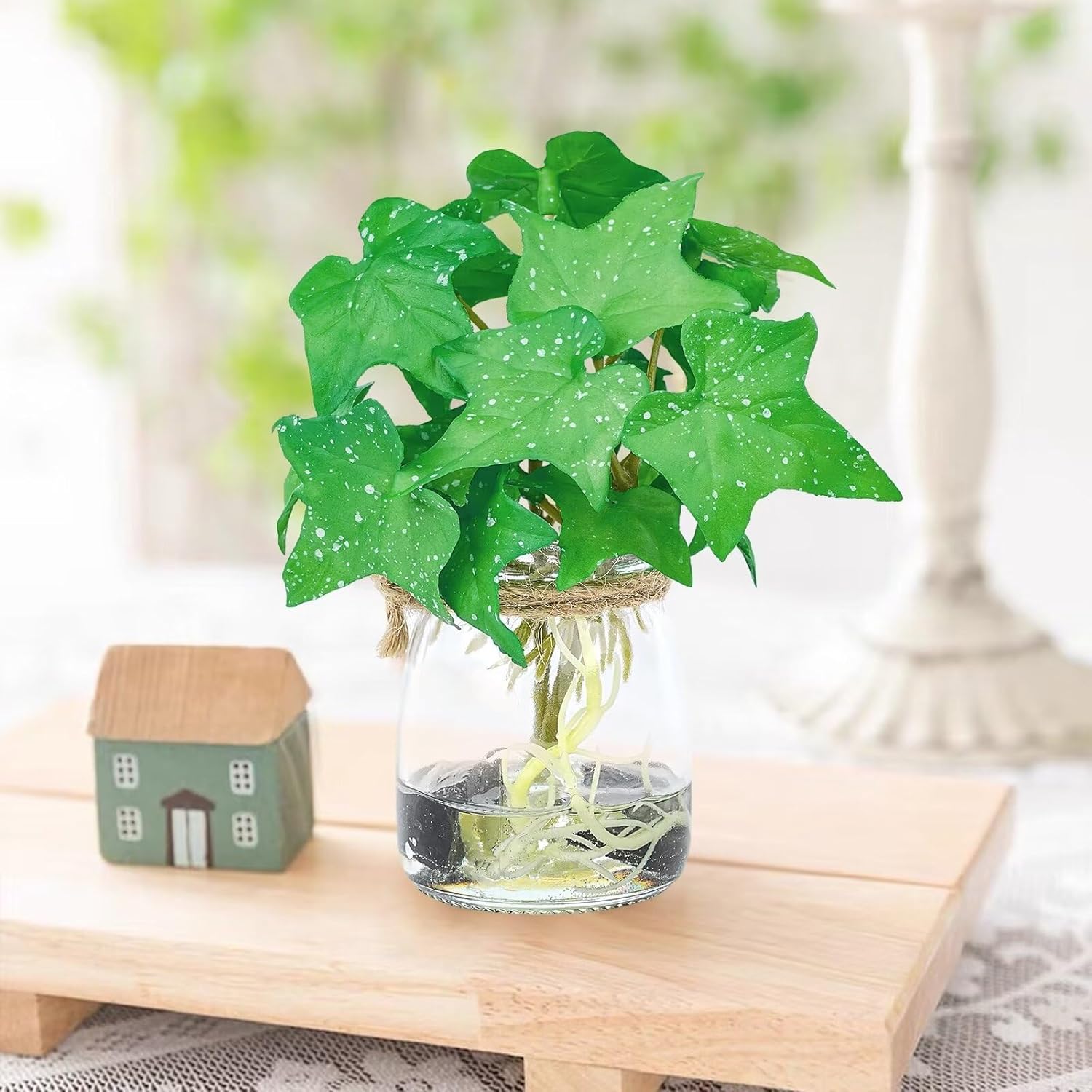 Faux Potted Plants with Realistic Water Glass Vase Decor