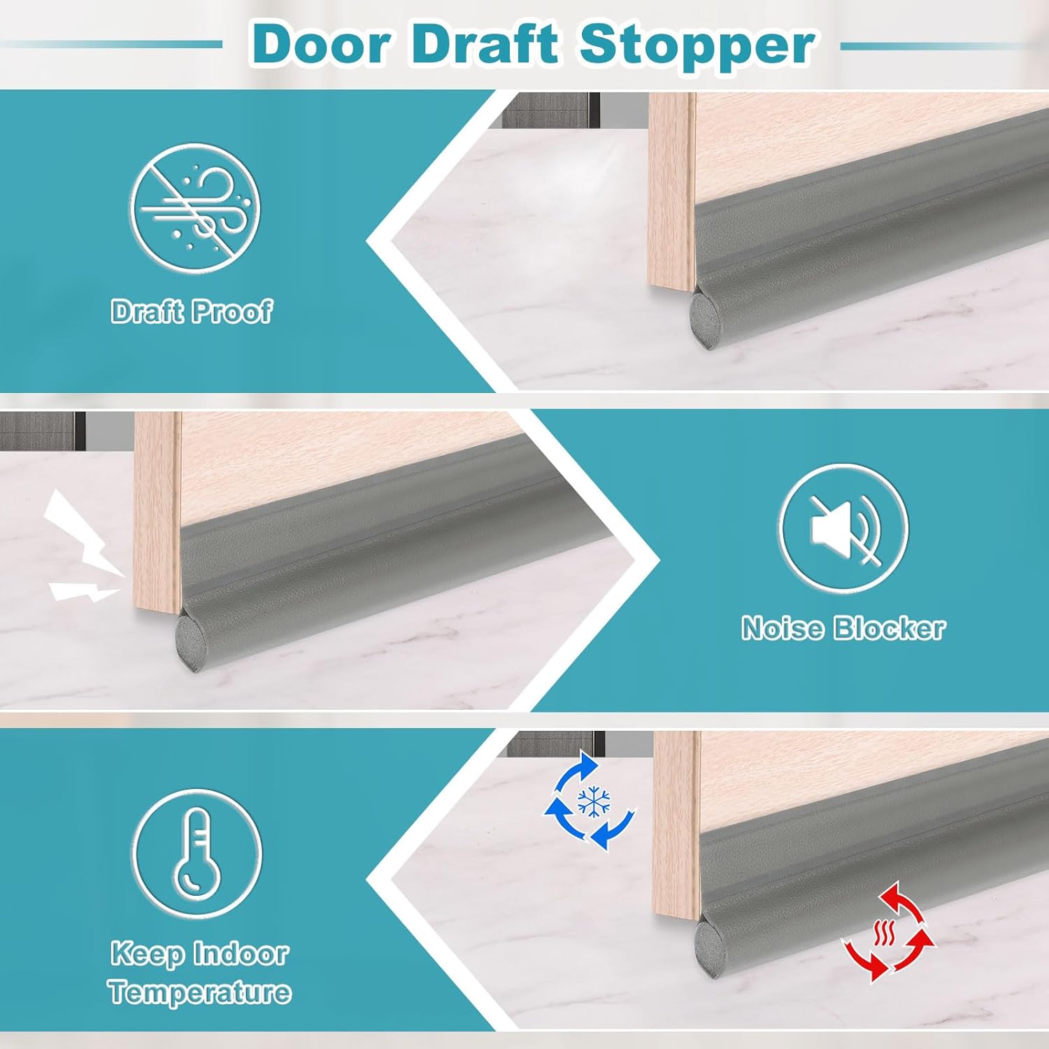 Uxcell 37 Inch Door Draft Stopper Gray