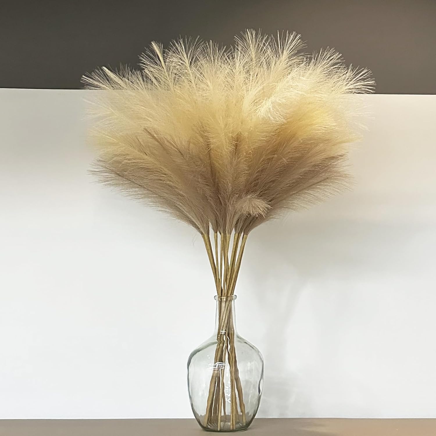 38 Inch 10 Stem Faux Pampas Grass Decor Set - Beige Mixed