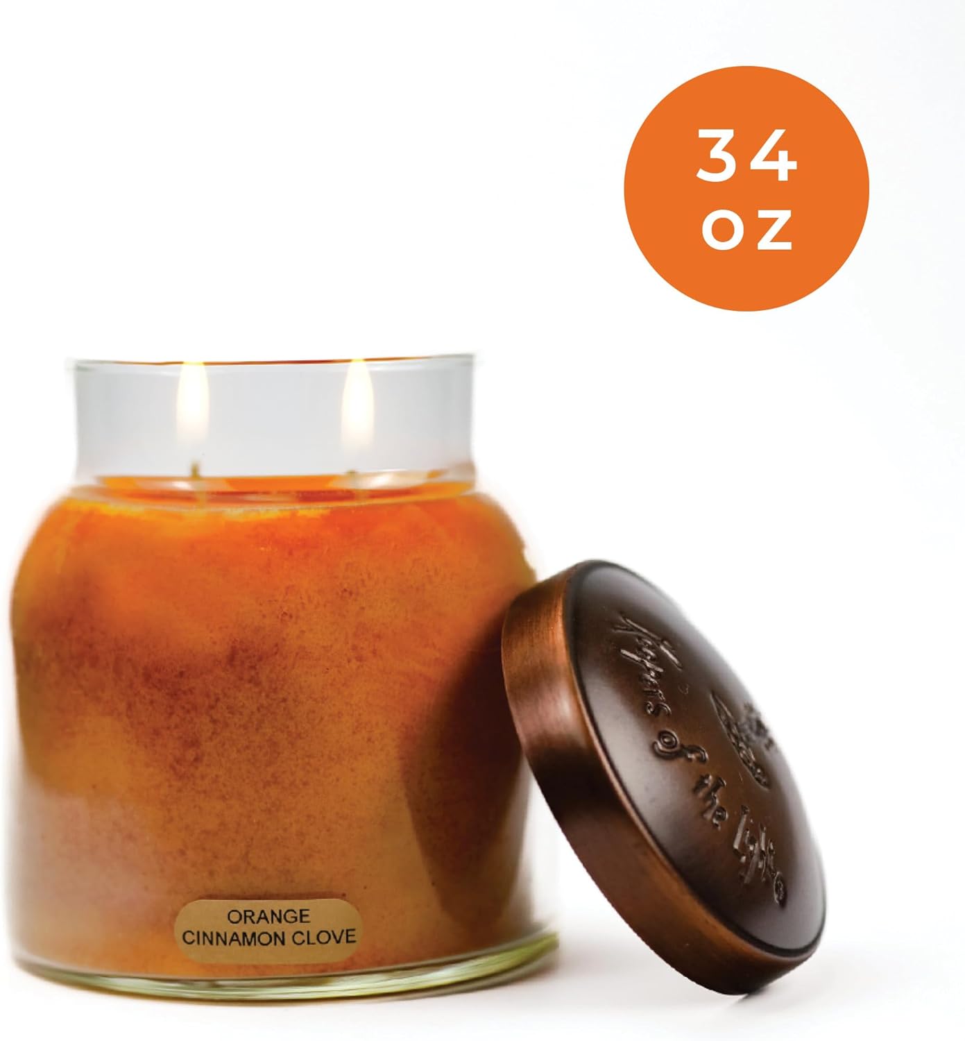 A Cheerful Giver Orange Cinnamon Clove 34oz Candle Jar with Lid