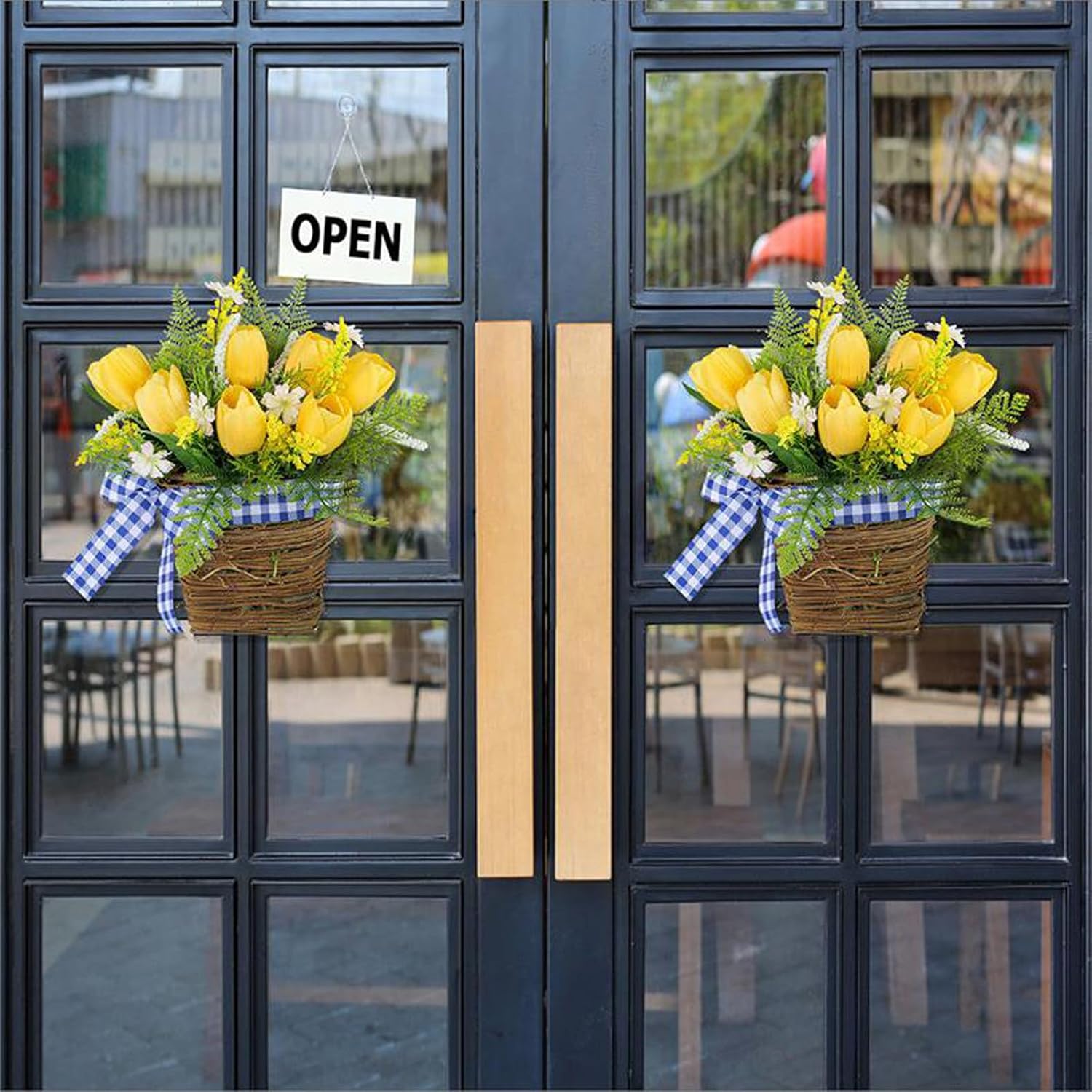 Artificial Hanging Flowers Basket Wreath Decor