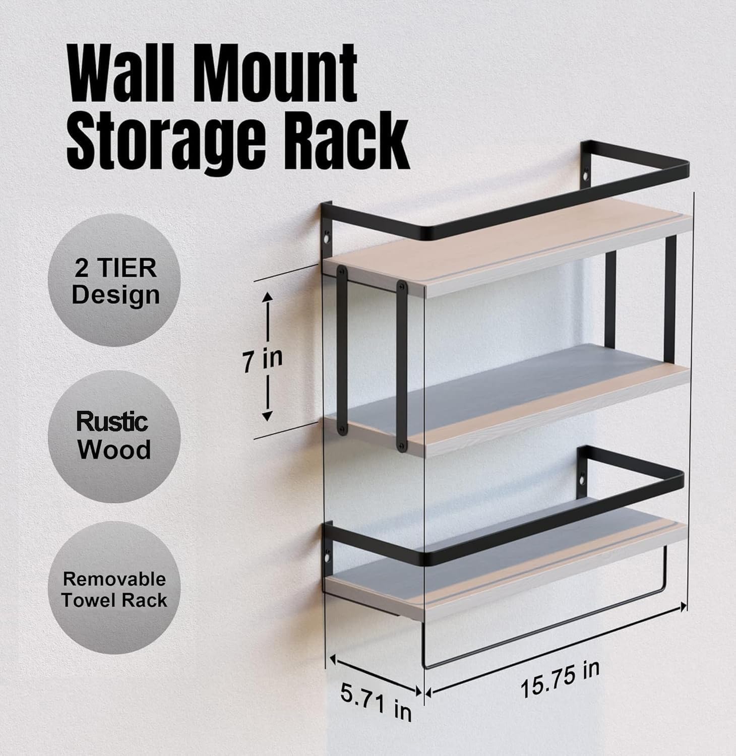 RICHER HOUSE 21 Tier Floating Wall Shelves Set of 2 - White