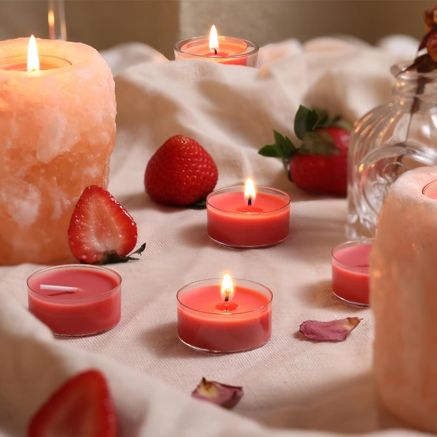 Strawberry Scented Tea Light Candles 12 Pack