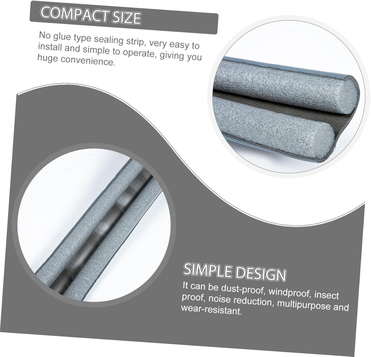 Angoily 3pcs Door Draft Stopper Weather Stripping Seal Noise Blocker for Doors No Glue Installation