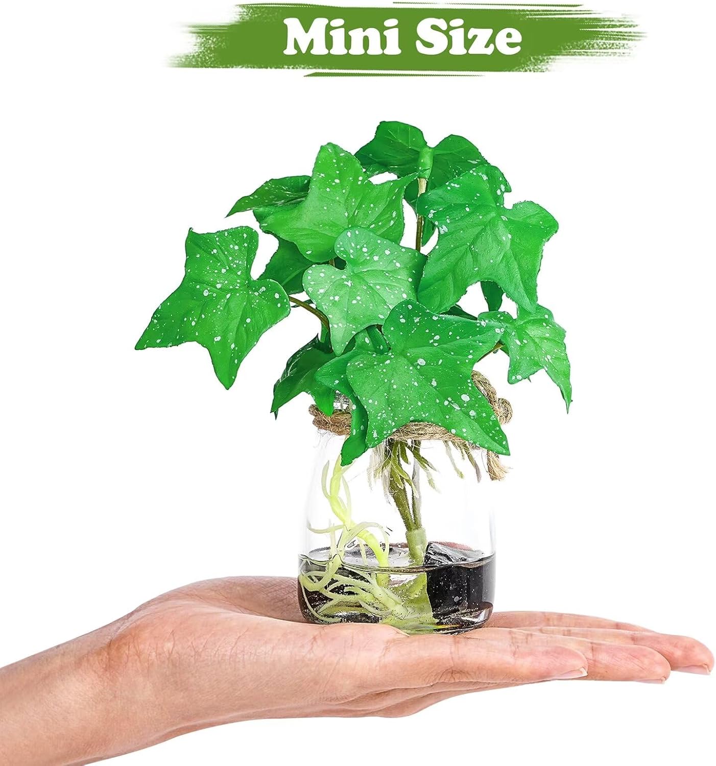 Faux Potted Plants with Realistic Water Glass Vase Decor