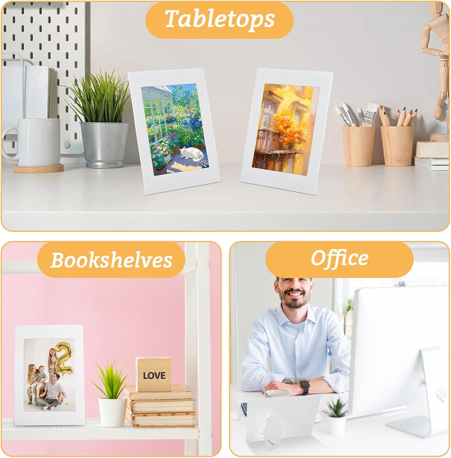 100Pcs Paper Picture Frames with Easel Stand for DIY and Events
