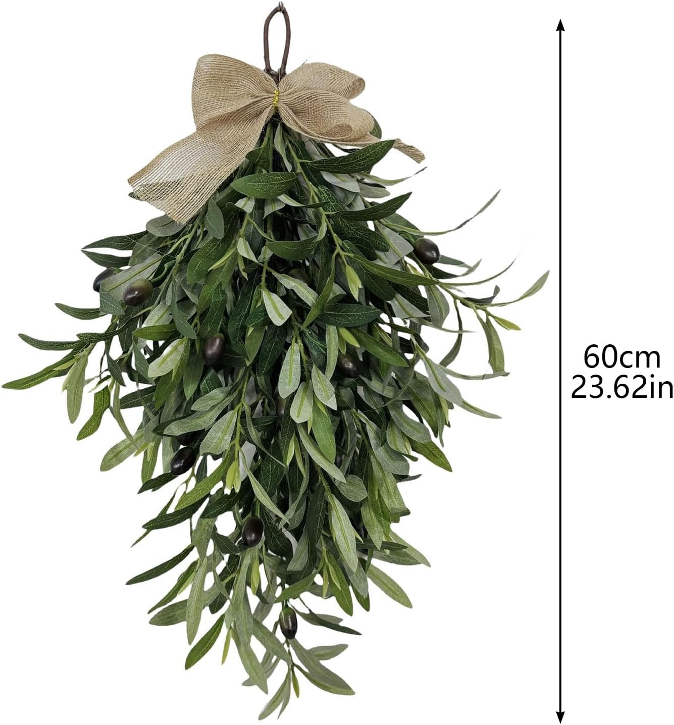 Firlar Artificial Olive Teardrop Swag 236 Inch Wreath for Front Door Bow Decor