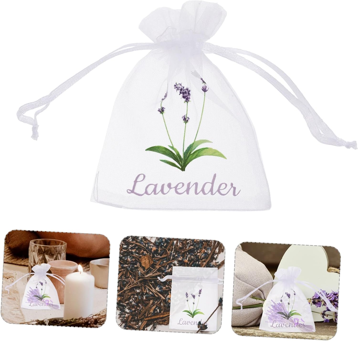 Garneck 20pcs Lavender Sachet Bags Empty Drawstring Mesh Pouches for Herbs and Dried Flowers Refillable Storage