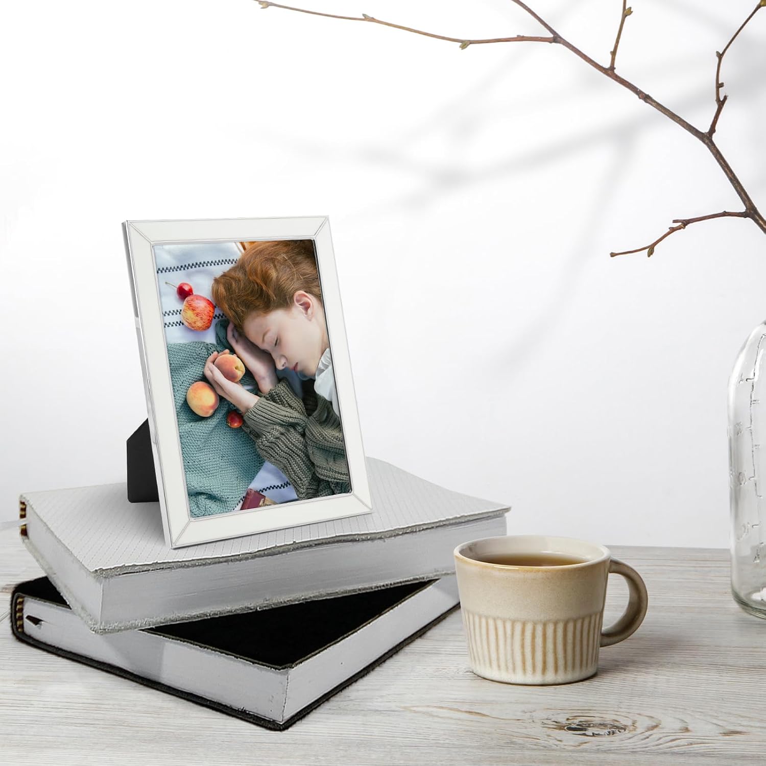 Frametory Enamel Frame 5x7 Silver Metal Edge Set of 2