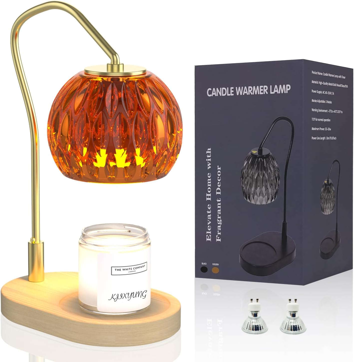 Amber Candle Warmer Lamp with Timer and Dimmer