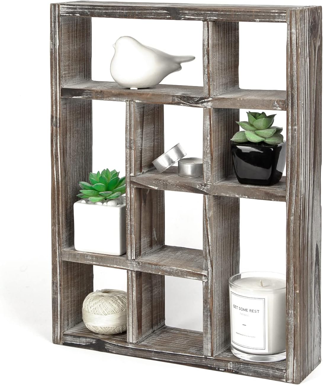 Rustic Multi-Slot Shelf Cube Display 9 Compartment