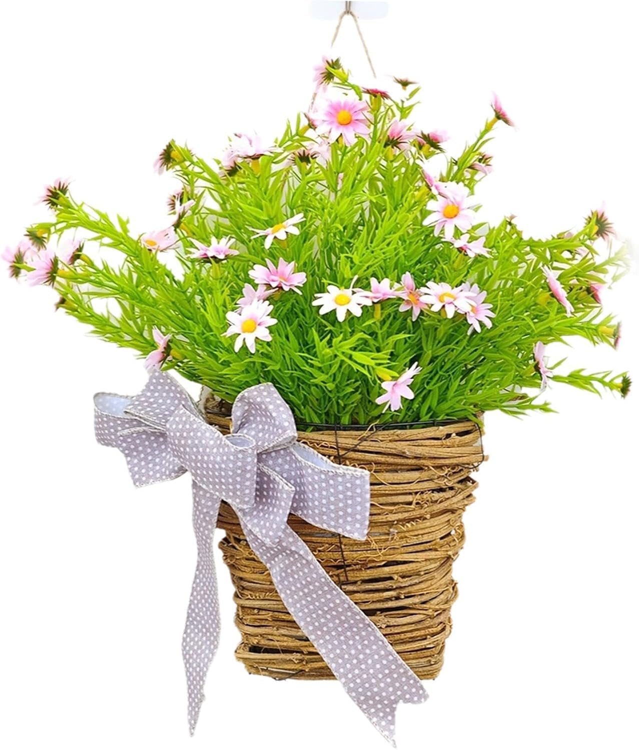 Spring Wreath Hanging Basket for Front Door Decor