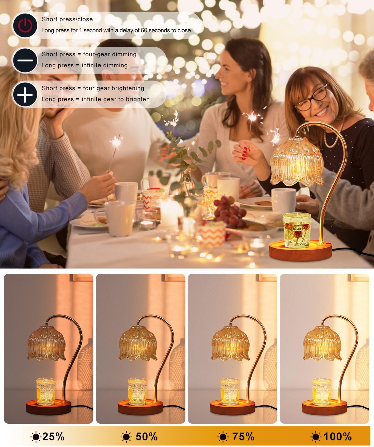 AIKAMI Candle Warmer Lamp with Timer and 2 Bulbs