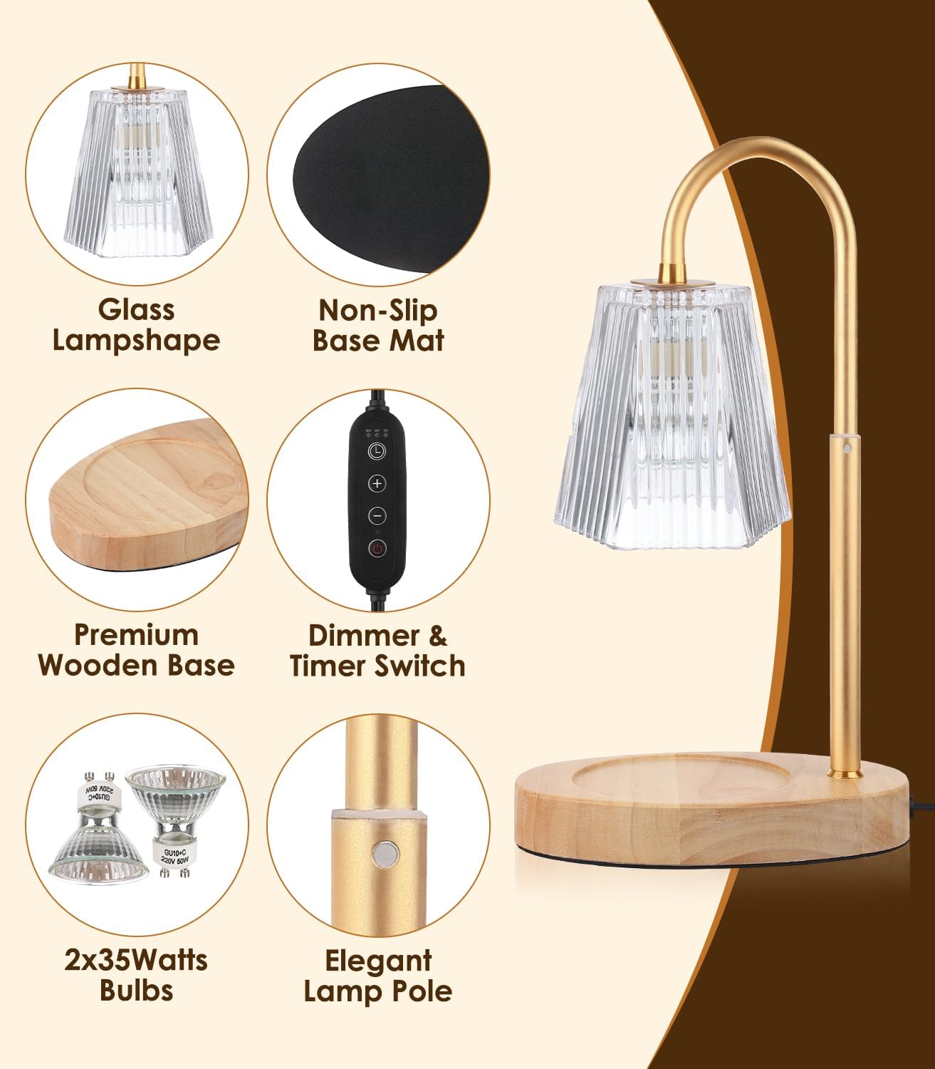 Vanranger Electric Candle Warmer Lamp with Timer and Adjustable Height
