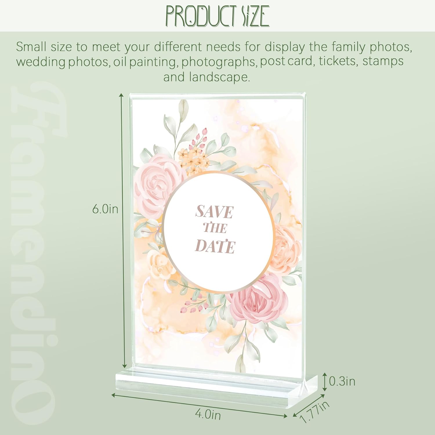 Framendino 6 Pack Clear Acrylic T-Shape Photo Frame Holders